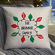 Holiday Lights Personalized Christmas 18-Inch Throw Pillow