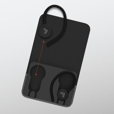 Sharper Image&reg; Soundhaven&reg; Sport Over the Ear True Wireless Earbuds in Black. View a larger version of this product image.