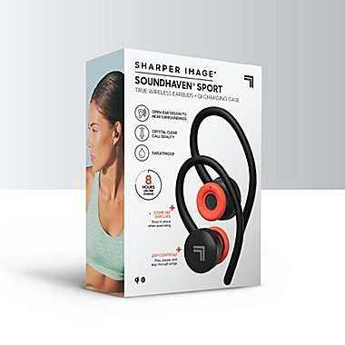 Sharper Image&reg; Soundhaven&reg; Sport Over the Ear True Wireless Earbuds in Black. View a larger version of this product image.