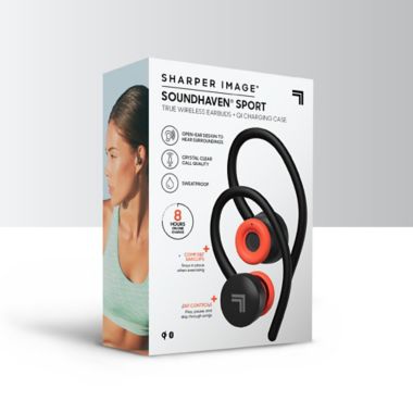 Sharper Image&reg; Soundhaven&reg; Sport Over the Ear True Wireless Earbuds in Black. View a larger version of this product image.