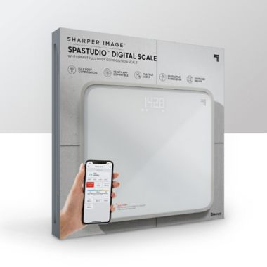 Sharper Image&reg; SpaStudio&trade; Smart Digital Bathroom Scale in White. View a larger version of this product image.
