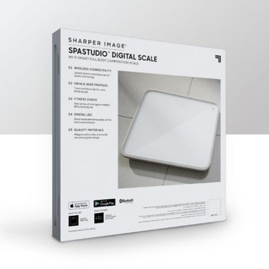 Sharper Image&reg; SpaStudio&trade; Smart Digital Bathroom Scale in White. View a larger version of this product image.