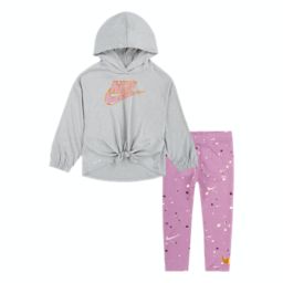 Nike® 2-Piece Dri-FIT Hoodie and Legging Set in Pink/Grey