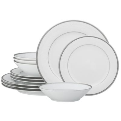 Noritake&reg; 12-Piece Regina Dinnerware Set in White/Platinum