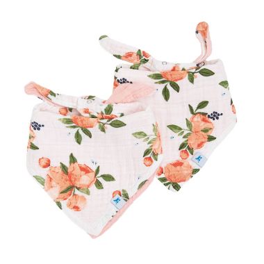 Little Unicorn&reg; 2-Pack Reversible Cotton Muslin Bandana Bibs in Watercolor Roses. View a larger version of this product image.