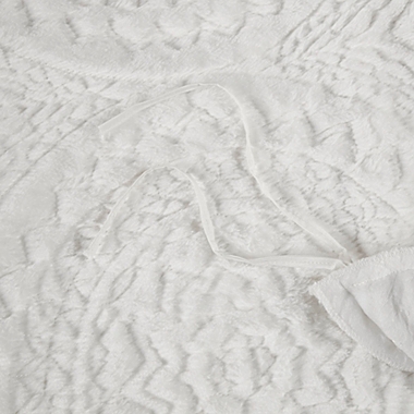 Madison Park&reg; Arya Embroidered Faux Fur Ultra Plush 3-Piece Full/Queen Duvet Cover Set in Ivory. View a larger version of this product image.