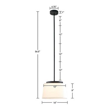 Hampton Hill Lansing Single-Light Pendant in Black with Fabric Shade. View a larger version of this product image.