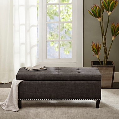 Madison Park Shandra ll Storage Bench in Charcoal. View a larger version of this product image.