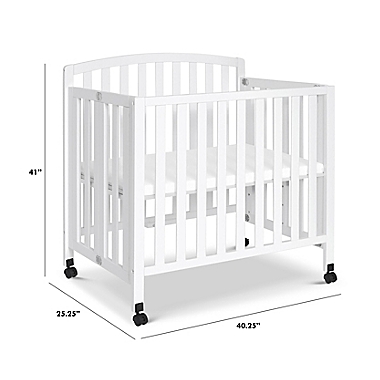 DaVinci Dylan 3-in-1 Convertible Mini Crib in White. View a larger version of this product image.