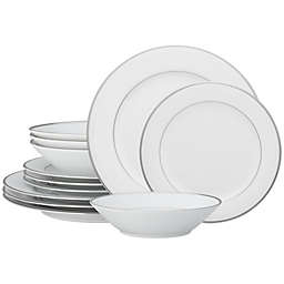Noritake® 12-Piece Spectrum Dinnerware Set in White/Platinum