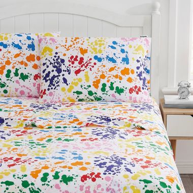 Crayola&reg; Splatter 200-Thread-Count Twin Sheet Set. View a larger version of this product image.