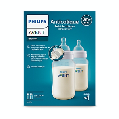 Philips Avent 2-Pack 11 fl. oz. Anti-Colic Vent Wide Neck Baby Bottles. View a larger version of this product image.