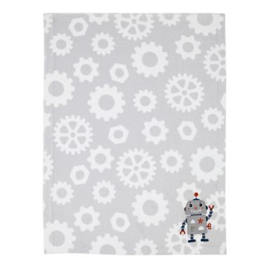 Bedtime Originals&reg; Robbie Robot Baby Blanket in Grey. View a larger version of this product image.