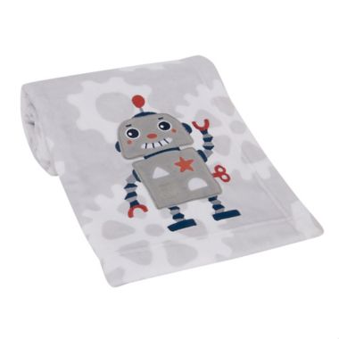 Bedtime Originals&reg; Robbie Robot Baby Blanket in Grey. View a larger version of this product image.