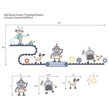 Bedtime Originals&reg; Robbie Robot Wall Decals in Blue. View a larger version of this product image.