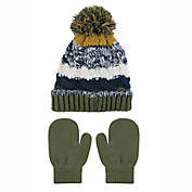 Capelli&reg; New York Size 2-4T 3-Piece Chunky Knit Beanie and Mitten Set in Blue/Green