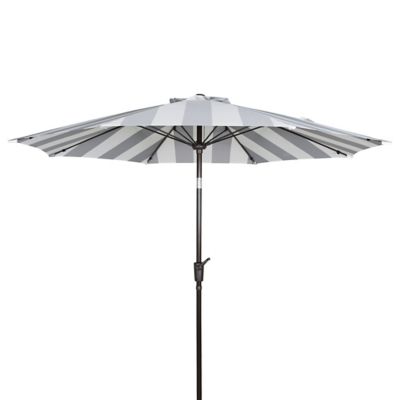 Everhome&trade; 9-Foot Octagonal Cabana Stripe Market Umbrella in Black/White