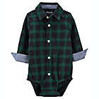 Alternate image 0 for OshKosh B&#39;gosh&reg; Plaid Twill Button-Up Long Sleeve Bodysuit in Green