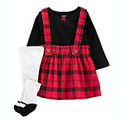 carter&#39;s&reg; 3-Piece Buffalo Check Jumper, Top, and Tight Set in Red/Black