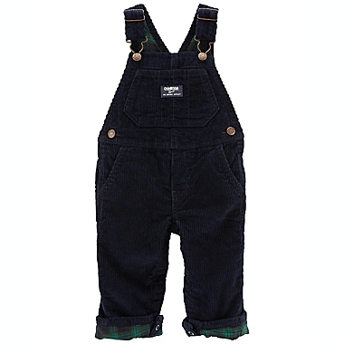 OshKosh B&#39;gosh&reg; Size 3T Plaid-Lined Corduroy Overalls in Navy. View a larger version of this product image.