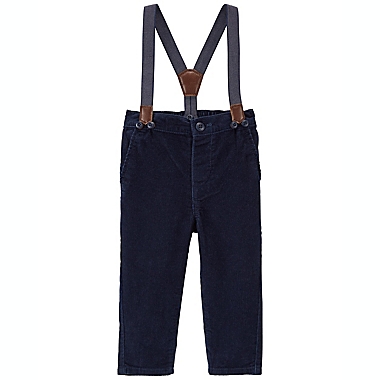 OshKosh B&#39;gosh&reg; Size 2T Slim Fit Corduroy Suspenders in Navy. View a larger version of this product image.