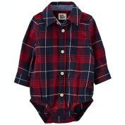 OshKosh B'gosh&reg; Family Matching Soft Twill Button-Front Bodysuit in Red Plaid