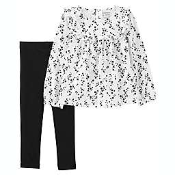 carter's® Size 4T 2-Piece Floral Jersey Top and Legging Set in White/Black