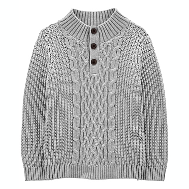 OshKosh B&#39;gosh&reg; Size 3T Cable Knit Mock Neck Pullover Sweater in Grey. View a larger version of this product image.