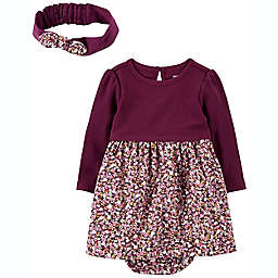 carter's® 2-Piece Floral Bodysuit Dress and Headband Set in Purple