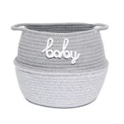 Taylor Madison Designs&reg; Baby Small Coil Rope Round Tote Bin in White/Grey