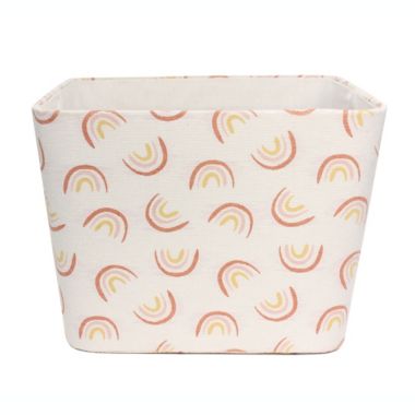 Taylor Madison Designs&reg; Rainbows Medium Square Fabric Tote Bin in Ivory/Sienna/Pink. View a larger version of this product image.