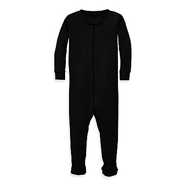 Primary&reg; Unisex Size 12-18M Signature Organic Cotton Zip Footie in Black. View a larger version of this product image.
