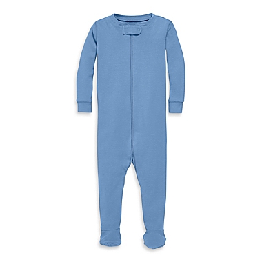 Primary&reg; Unisex  Newborn Signature Organic Cotton Zip Footie in Vintage Blue. View a larger version of this product image.