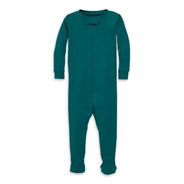 Primary&reg; Unisex Signature Organic Cotton Zip Footie in Spruce. View a larger version of this product image.