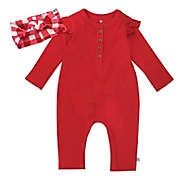 Honest&reg; 2-Piece Organic Cotton Flutter Sleeve Coverall and Headband Set in Red