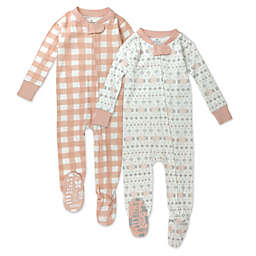 Honest® 2-Pack Fair Isle Organic Cotton Snug-Fit Footed Pajamas in Pink/Ivory