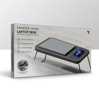Sharper Image&reg; Laptop Storage Desk with Qi Charging in Grey. View a larger version of this product image.