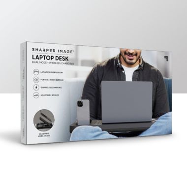Sharper Image&reg; Laptop Storage Desk with Qi Charging in Grey. View a larger version of this product image.