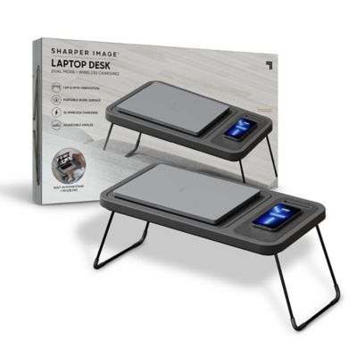 Sharper Image&reg; Laptop Storage Desk with Qi Charging in Grey