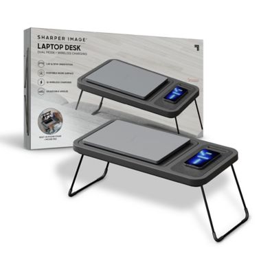 Sharper Image&reg; Laptop Storage Desk with Qi Charging in Grey. View a larger version of this product image.