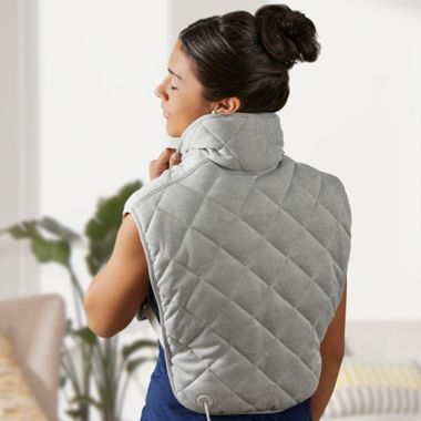 Sharper Image&reg; Weighted Neck and Back Heat Massager Wrap in Grey. View a larger version of this product image.