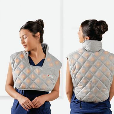 Sharper Image&reg; Weighted Neck and Back Heat Massager Wrap in Grey. View a larger version of this product image.