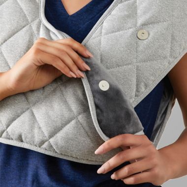 Sharper Image&reg; Weighted Neck and Back Heat Massager Wrap in Grey. View a larger version of this product image.