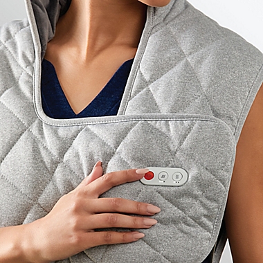 Sharper Image&reg; Weighted Neck and Back Heat Massager Wrap in Grey. View a larger version of this product image.