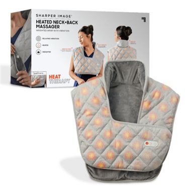 Sharper Image&reg; Weighted Neck and Back Heat Massager Wrap in Grey. View a larger version of this product image.