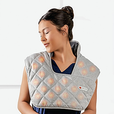 Sharper Image&reg; Weighted Neck and Back Heat Massager Wrap in Grey. View a larger version of this product image.