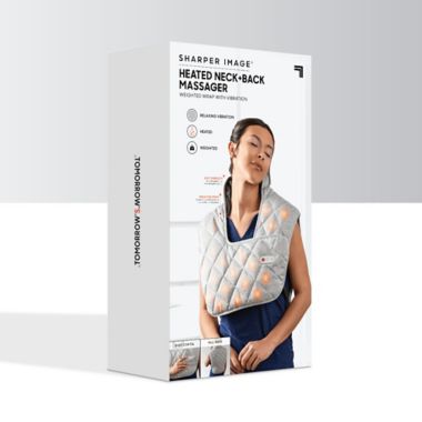 Sharper Image&reg; Weighted Neck and Back Heat Massager Wrap in Grey. View a larger version of this product image.