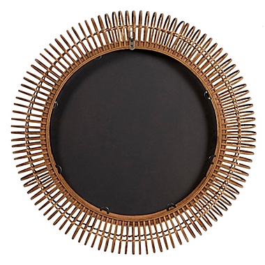 Ridge Road Decor Natural 32-Inch Round Wicker Wall Mirror in Brown. View a larger version of this product image.