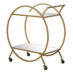 Ridge Road Décor Iron and Mirror Contemporary Bar Cart in Matte Gold
