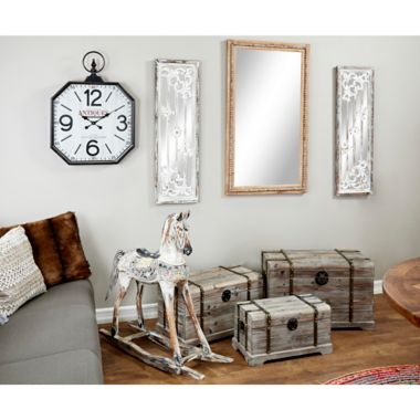 Ridge Road D&eacute;cor Boho Style Wood Wall Mirror. View a larger version of this product image.